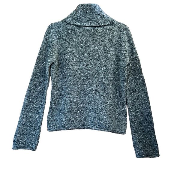 Express Wool Blend Cowl Bell Sleeve Black Gray Marled Sweater Size Large - Picture 2 of 9